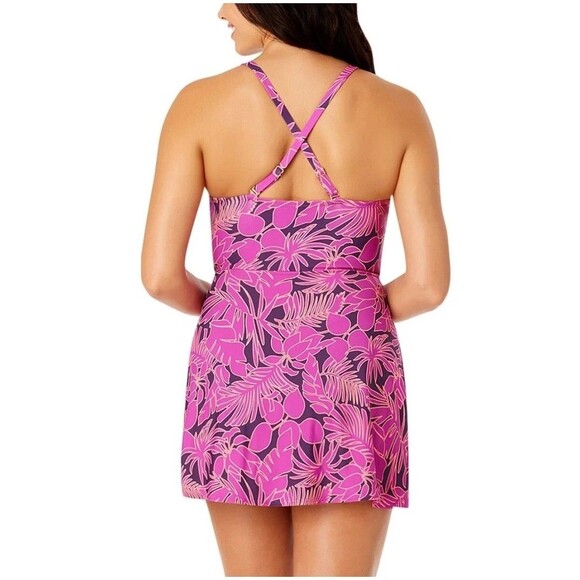 Lands' End Women's Size M Floral Tulip Wrap Swim Dress Convertible Purple NWT - Picture 4 of 8
